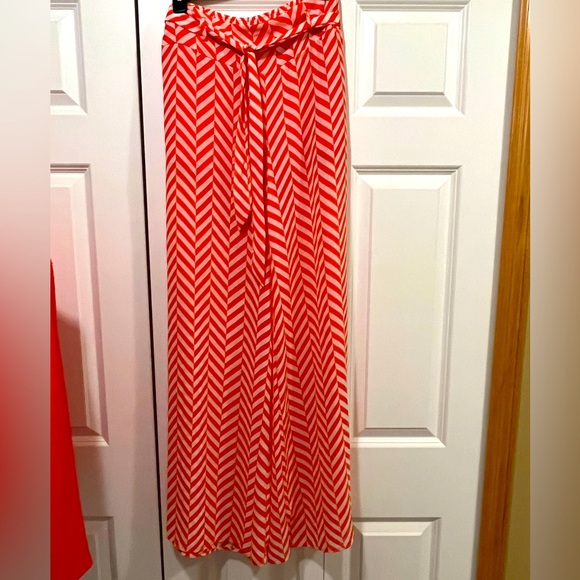Pants - Soulmates wide leg coral and white pants